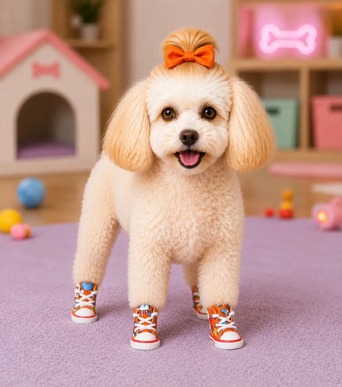 4-Piece Denim Pet Shoes – Anti-Slip Water-Resistant Booties for Small Dogs & Cats