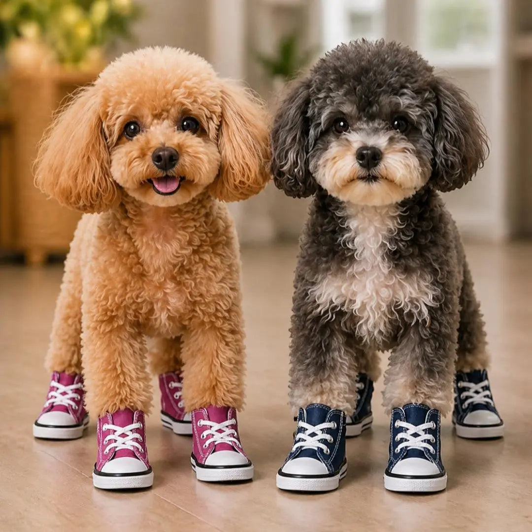 4-Piece Denim Pet Shoes – Anti-Slip Water-Resistant Booties for Small Dogs & Cats