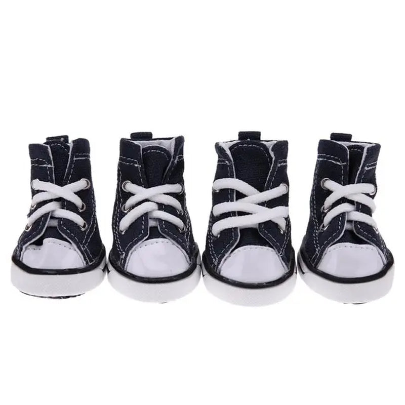 4-Piece Denim Pet Shoes – Anti-Slip Water-Resistant Booties for Small Dogs & Cats