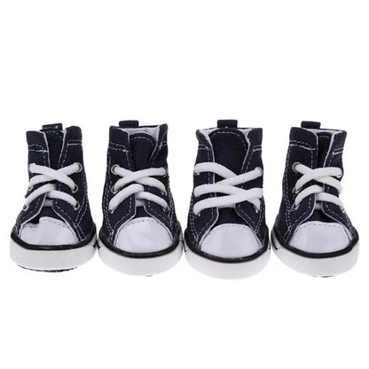 4-Piece Denim Pet Shoes – Anti-Slip Water-Resistant Booties for Small Dogs & Cats