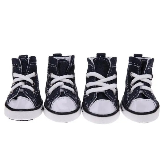 4-Piece Denim Pet Shoes – Anti-Slip Water-Resistant Booties for Small Dogs & Cats
