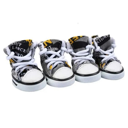 4-Piece Denim Pet Shoes – Anti-Slip Water-Resistant Booties for Small Dogs & Cats