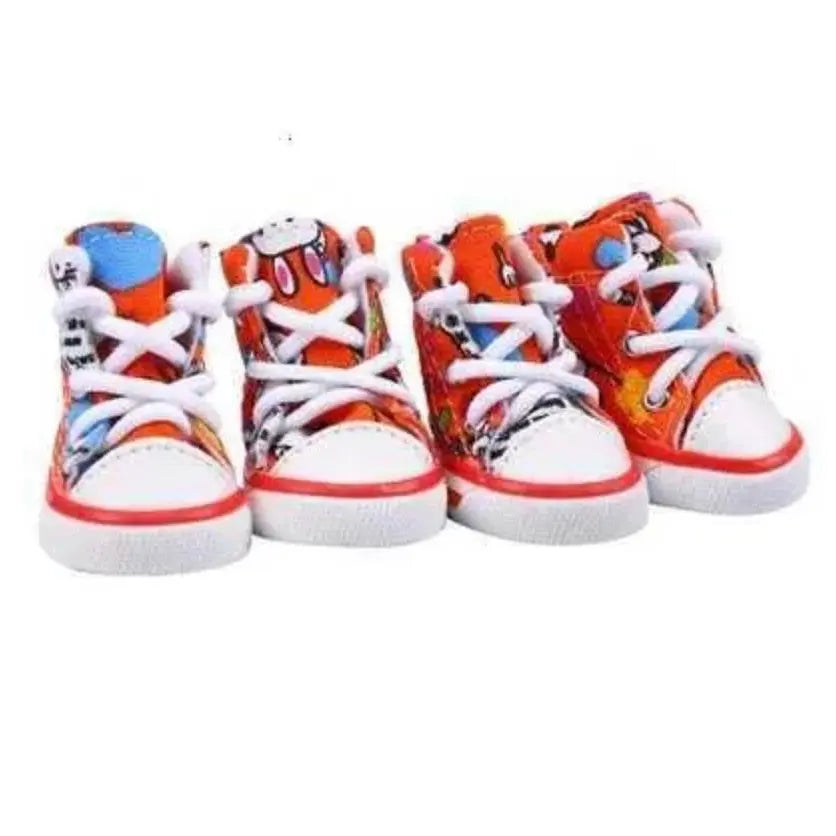 4-Piece Denim Pet Shoes – Anti-Slip Water-Resistant Booties for Small Dogs & Cats